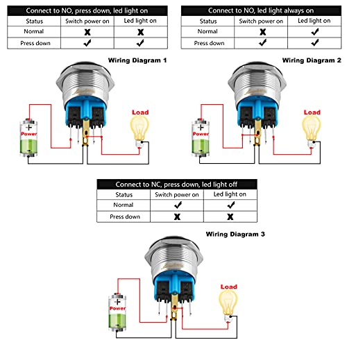 Larcele 22mm Interruttori a Pulsante con 12V