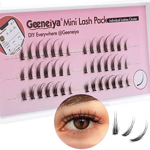 Geeneiya Manga Lash Clusters Individual Eyelashes Extension Wispy Natural False Eyelashes Pack D Curl Volume DIY Fake Lashe Kit