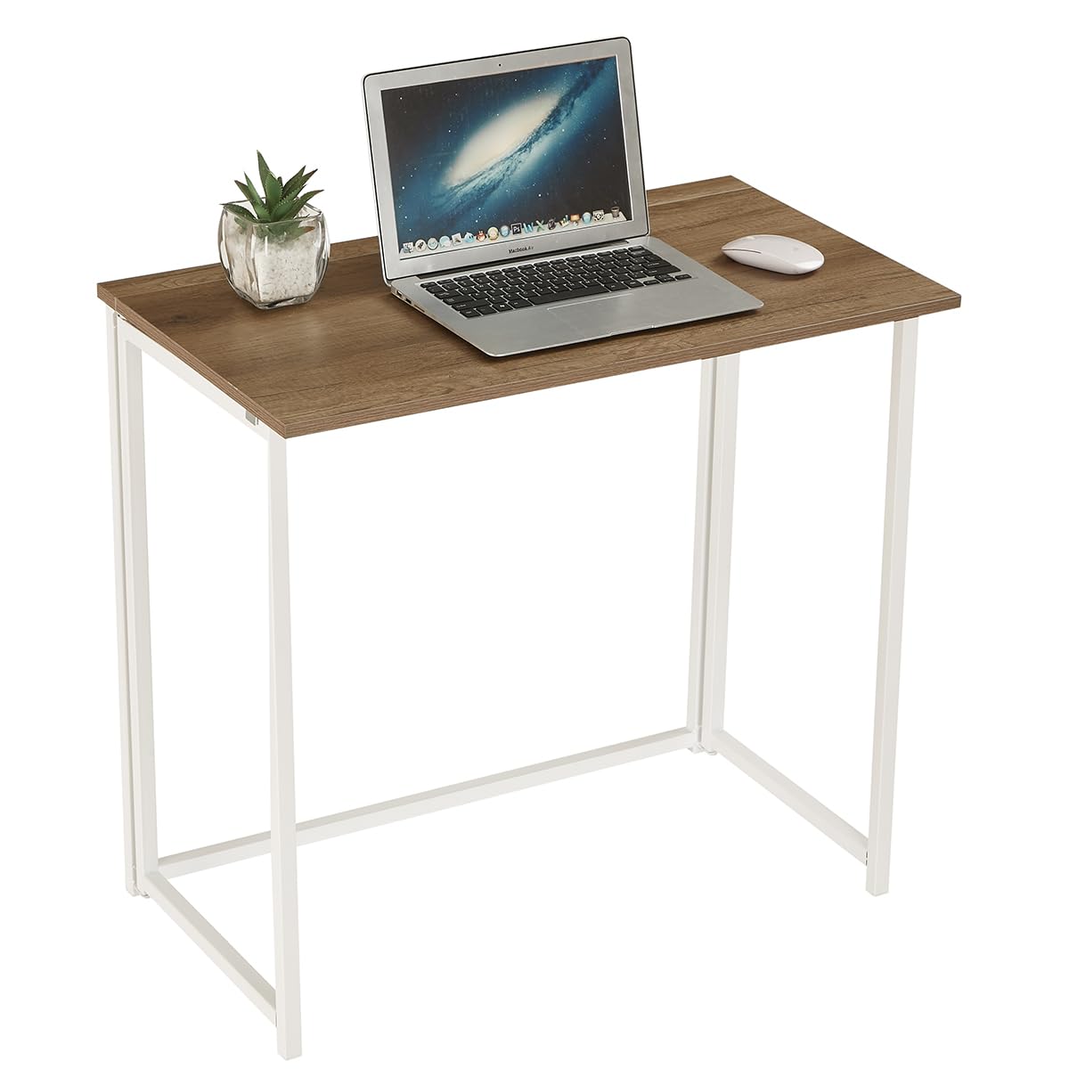 House Of Home Folding Table In Black Powder Coating - White