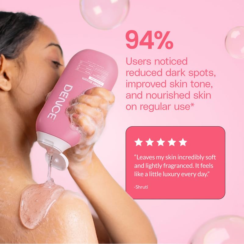 Image of DENCE Velvet Bloom Gel Bodywash | Niacinamide and Multivitamin Blend for Dark Spot Care, Nourished Skin & Deep Hydration | Sulphate & Paraben Free | Berries, Jasmine & Orchid Fragrance | 300 ml