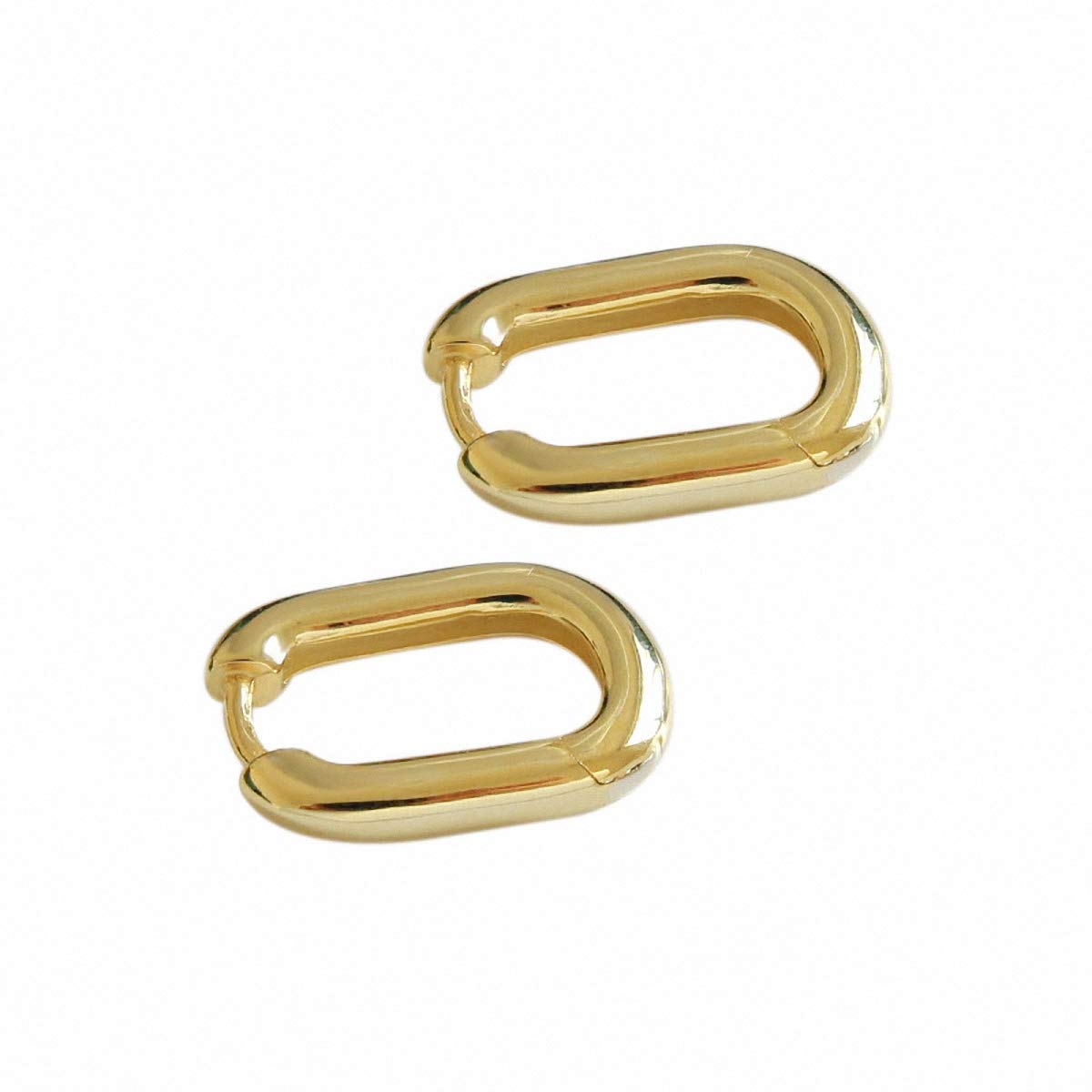 Lotus FunS925 Sterling Silver Earrings Retro Geometric Oval Round Ear Buckle Earrings Natural Creative Popular Handmade Jewellery for Women and Girls, Sterling Silver