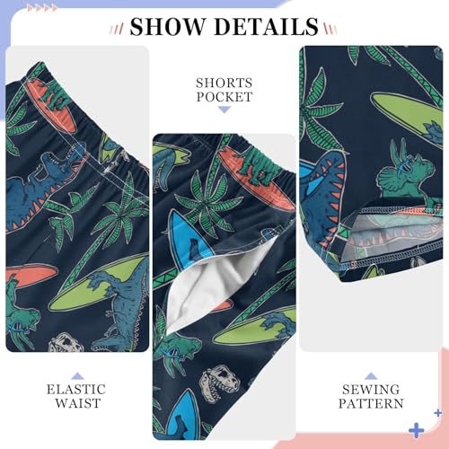 ZZXXB Dinosaur Surf Print Boys Long Pants Soft Trousers Elastic Waist Kids Lounge Bottoms with Pockets S-XL4