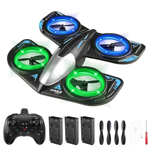 YdseozOA Mini Drohne Schaumstoff RC Flugzeuge RC Quadcopter mit LED-Licht Drohne für Kinder Quadrocopter mit 3D Flips Kopflosem Modus und 3 Akkus Helikopter für Kinder und Anfänger