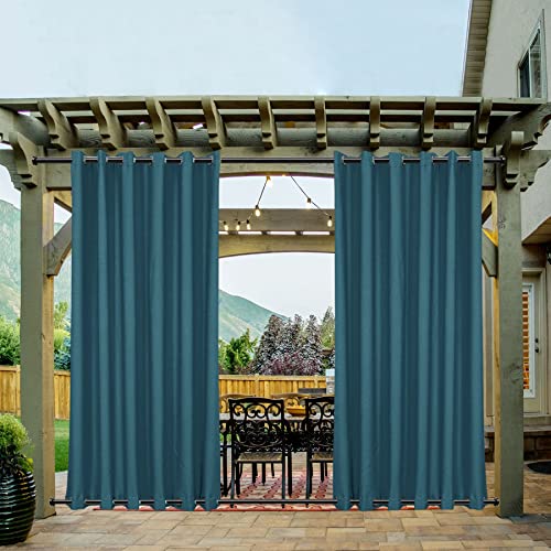 Macochico Outdoor Dustproof Curtains - Top and Bottom Stainless Steel Grommet Curtains for Patio Porch Balcony Windproof Curtains, Insulated Waterproof Sunproof Curtains, 1 Panel, 52" W x 96