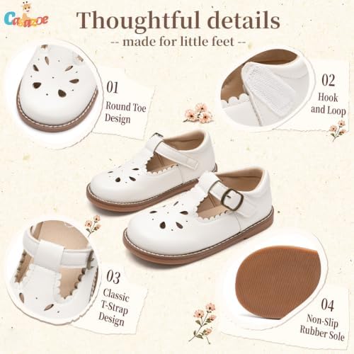 Casazoe Toddler Girls Mary Jane Dress Shoes T-Strap School Uniform Flats — 사진 4