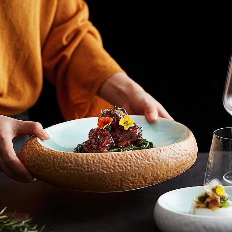 Talerze obiadowe chińskie ceramiczne talerze do naczyń o nieregularnych kształtach, zimne naczynia, hotel restauracja klub deser zastawa stołowa kuchnia salaterka