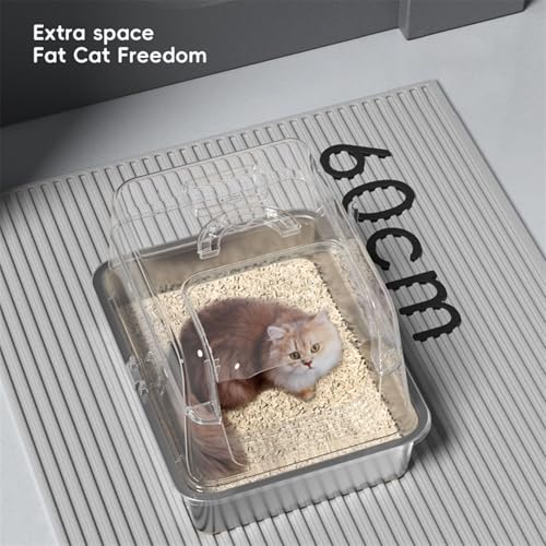 Arenero para gato de acero inoxidable grande con tapa miniatura 5