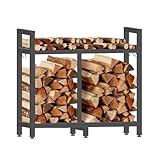 ZYATKSML 34inch Firewood Rack Indoor Outdoor, Fireplace Wood Holder Indoor, Firewood Storage With Hooks, Adjustable Pads, Heavy Duty Logs Stand Holder for Fireplace,Log rack for Firewood Outdoor