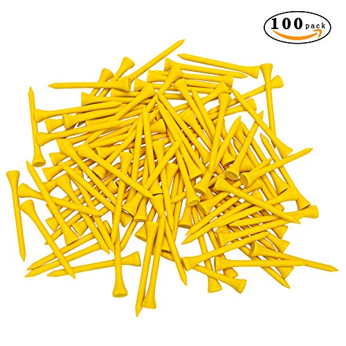 THIODOON Golf tees 83mm Less Friction Wooden Tees Training for Golfer Professional Natural Wood Golf tees Bulk 100 Count Golfing Tees Yellow - Image 2
