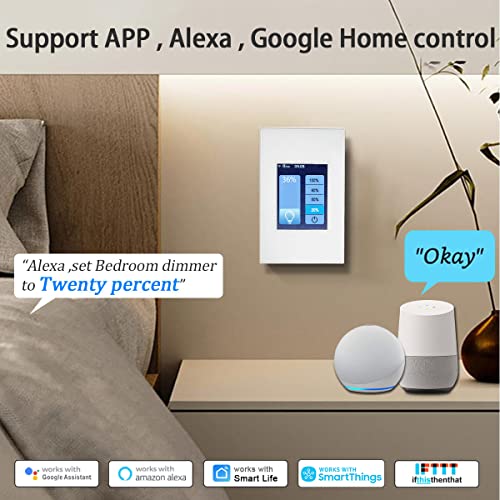 Lanbon Lcd Smart Dimmer Light Switch Work With Tuya Smart Life App,By Wifi,Supports Alexa&Google Home&Smartthings&Ifttt, Neutral Wire Required,No Hub (Tyd.us-White) #TOP4