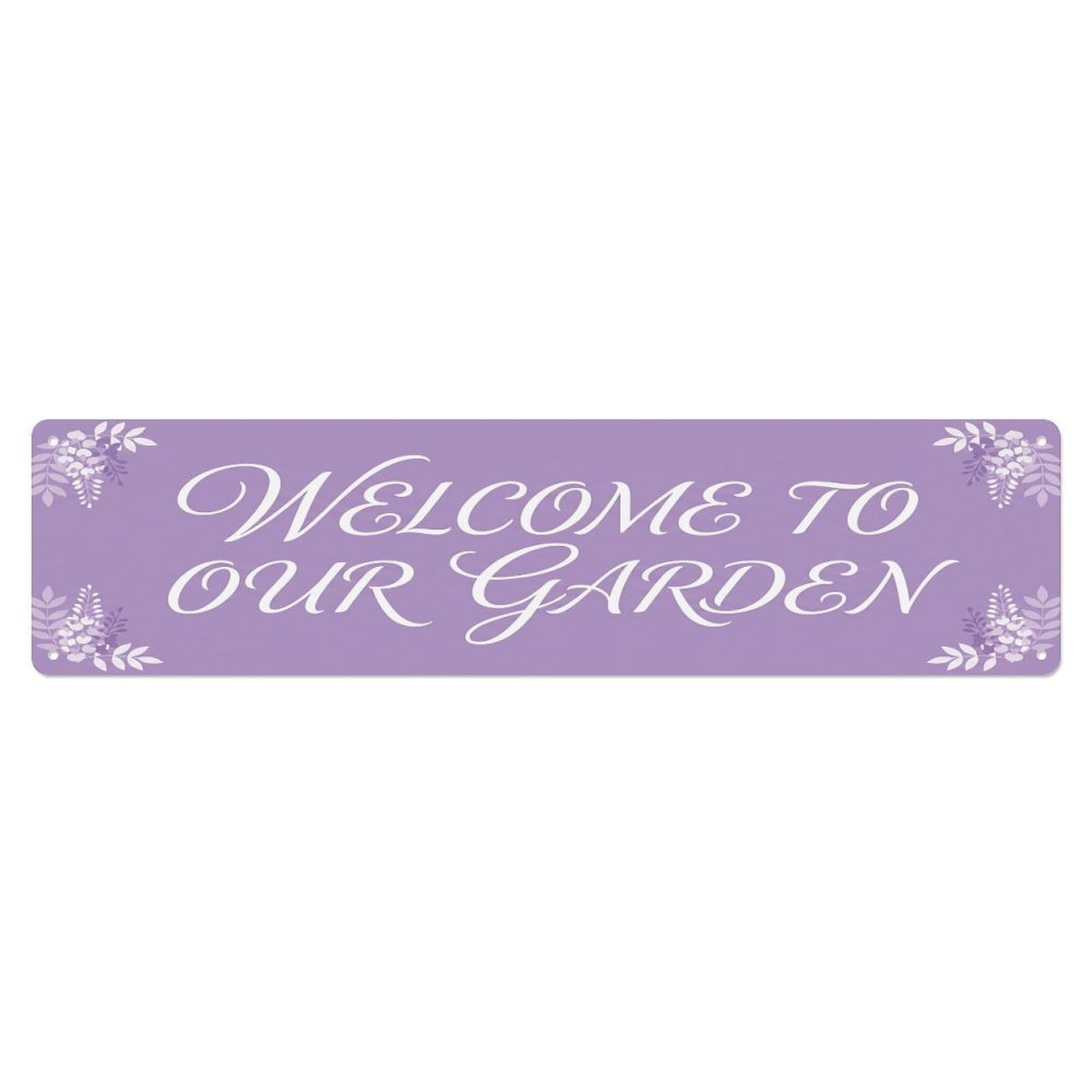 Vintage Welcome to Our Garden Wisteria Metal Tin Sign