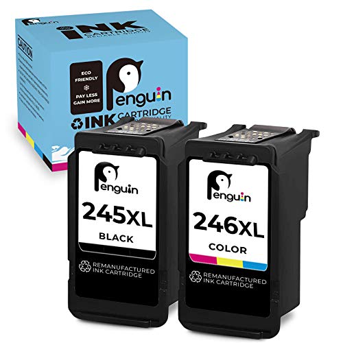 Crazy Deals Penguin Remanufactured Printer Ink Cartridge Replacement for Canon Pg-245XL Cl-246XL PG-243 CL-244 245 246 XL Used for PIXMA MG3022 MG2924 TS3322 MG2920 TR4520 MX492 MG2520(1 Black,1 Color) Combo Pack