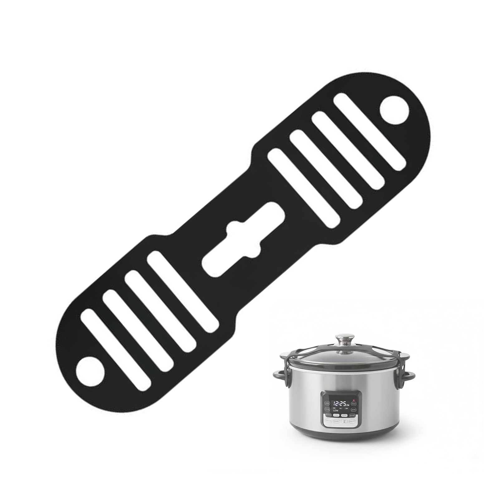 Silicone Lid Lock Strap for Crockpot Slow Cooker (6/7/8 Quart) - Universal Rubber Band Secure Lid Holder | Heat-Resistant, No-Spill Design Transport Accessories(Black)-image-16