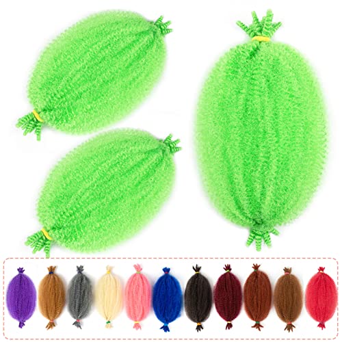 Marley Twist Braiding Hair 12 Inch Spring Twist Hair Wrapping Hair for Soft Locs 3 Pack Afro Twist Hair Bob Marley Hair Kinky Hair for Braiding Green