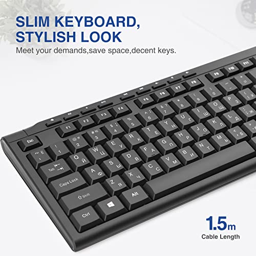 Rii Russian Tastatur, PC Tastatur USB für Computer, Laptop, Mac, Windows, macOS, QWERTZ Deutsches Layout– Schwarz – Bild 5