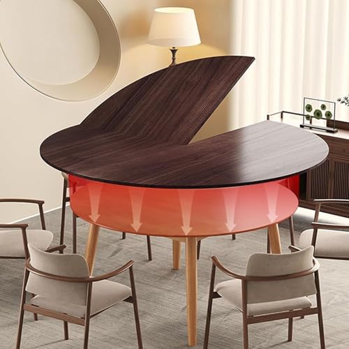 Table ronde pliable 120 cm en bois pour repas de famille au salon