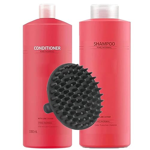 Invigo Brilliance Champú y acondicionador de 1 litro Duo Set + M Hair Designs Scalp Brush - Cuidado del cabello seguro para el color, mejora el