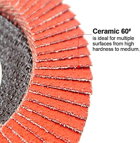 COSPOF 4-1/2 Inch Flap Sanding Discs 60 Grit,10 Pack Ceramic Grinding Wheels,4.5" x 7/8" Flap Disc for Angle Grinder Used For Metal Grinding and Blending,Type 29.