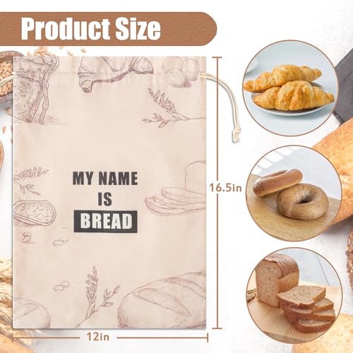 TOGETRUE Bread Bags for Homemade Bread, Organic Linen Bread Bag with Plastic Liner, Bread Storage Bags with Drawstring Closure for Sourdough, Loaf, Artisan Bread, 2 Packs, 16.5" x 12" - image 4