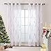 L.Z.E White and Gold Sheer Curtains 84 Inches Long 2 Panels Set, Gold Foil Printed Sheer Curtains for Living Room Dining Room, Light Filtering Grommet Window Drapes with Wave Patterns