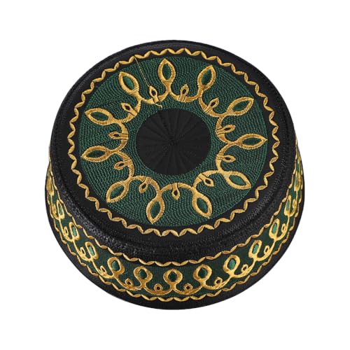 SIQITECHNO Boys Embroidered Muslim Prayer Kufi Hat Islamic Arabic Beanie Skull Cap Eid Ramadan Mosque Saudi Headwear 7-10Y3