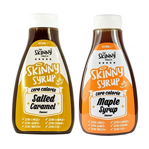 Skinny Foods Syrup Twin Pack SW Salted Caramel & Maple Syrup Dessert Topping Sugar Free Zero Calories Guilt Free Sauce -  The Skinny Food Co, 5060478784937