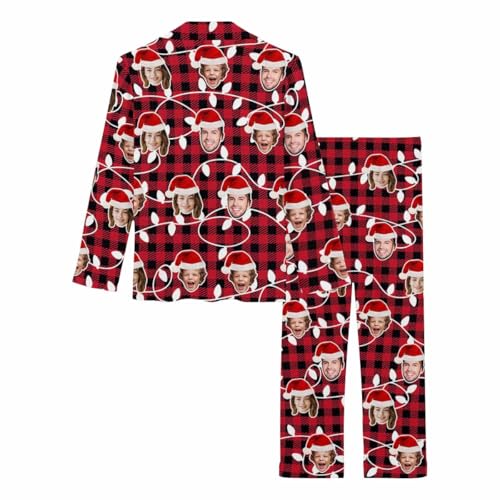 Custom Pajamas Set for Family Pet Matching Pjs Personalized Funny Face V-Neck Sleepwear for Man Woman Pet4