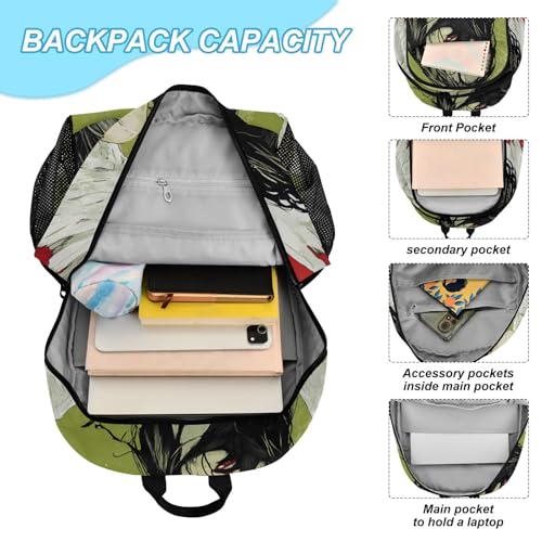 Zombie Angel Backpack Lunch Bag Set for Travel Hiking Picnic, Backpacks with Insulated Lunch Box4