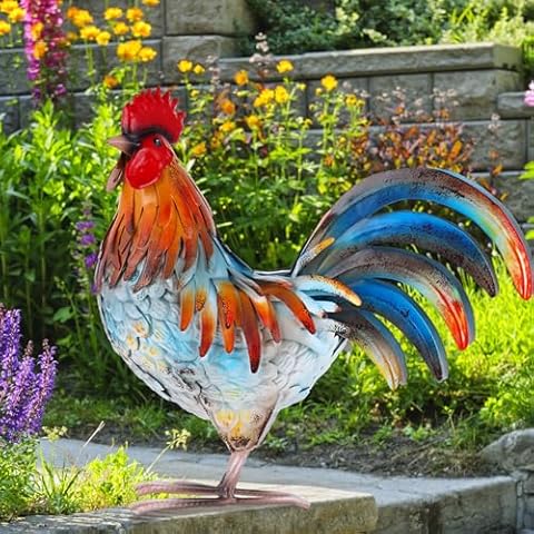 Ratuor Metal Rooster Garden Statue Cover