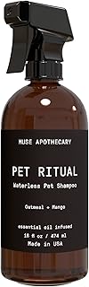 Muse Apothecary Pet Ritual Aromatic Waterless Shampoo for Pets - No Rinse Dog Shampoo - Waterless Shampoo for Cats - Waterless Dog Shampoo for Large Dogs - Essential Oils Infused, 16oz Oatmeal + Mango