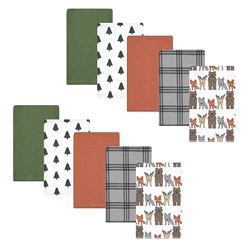 Image of Hudson Baby Unisex Baby Cotton Poly Flannel Burp Cloths, Wild Forest 10-Pack, One Size