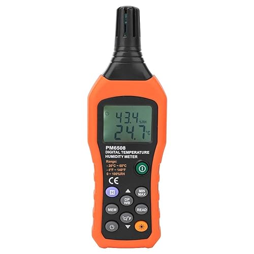 Medidor digital de humedad y temperatura MS6508, termómetro portátil de mano, medidor de humedad, monitor con punto de rocío y bombilla húmeda,