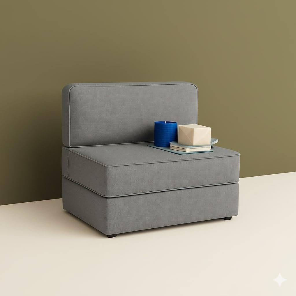 PUM PUM Foldable Single Seater Sofa Cum Bed with Washable Cover | Space Saving Convertible Foam Mattress for Guests/Living Room/Bedroom,Grey-image-32