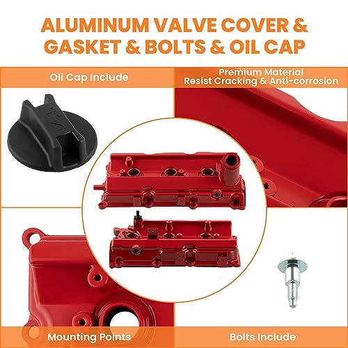 Image of maXpeedingrods Upgrade Aluminum Cylinder Head Engine Valve Cover Left & Right, for Infiniti FX35 G35 M35, for Nissan 350Z, VQ35DE 3.5L V6 2003-2008, Replace# 13264-AM610, 13264-AM600, with Gasket Kit