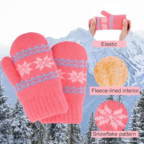 Baby Girls Warm Knit Mittens Winter Soft Elastic Thick Lined Mittens Cold Weather Gloves for 0-2 Years3