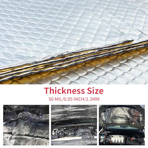 AggSound 1,3mm 12Stücks 40×25cm Alubutyl Anti Dröhn Dämmmatte, selbstklebend Isolierung für Autos, KFZ Lärmschutz, Schalldämmung und Schallschutz(1,12㎡)