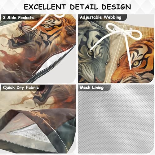ALAZA Roar Tigers Boy’s Swim Trunk Quick Dry Beach Shorts Swimsuit Bathing Suit Swimwear2