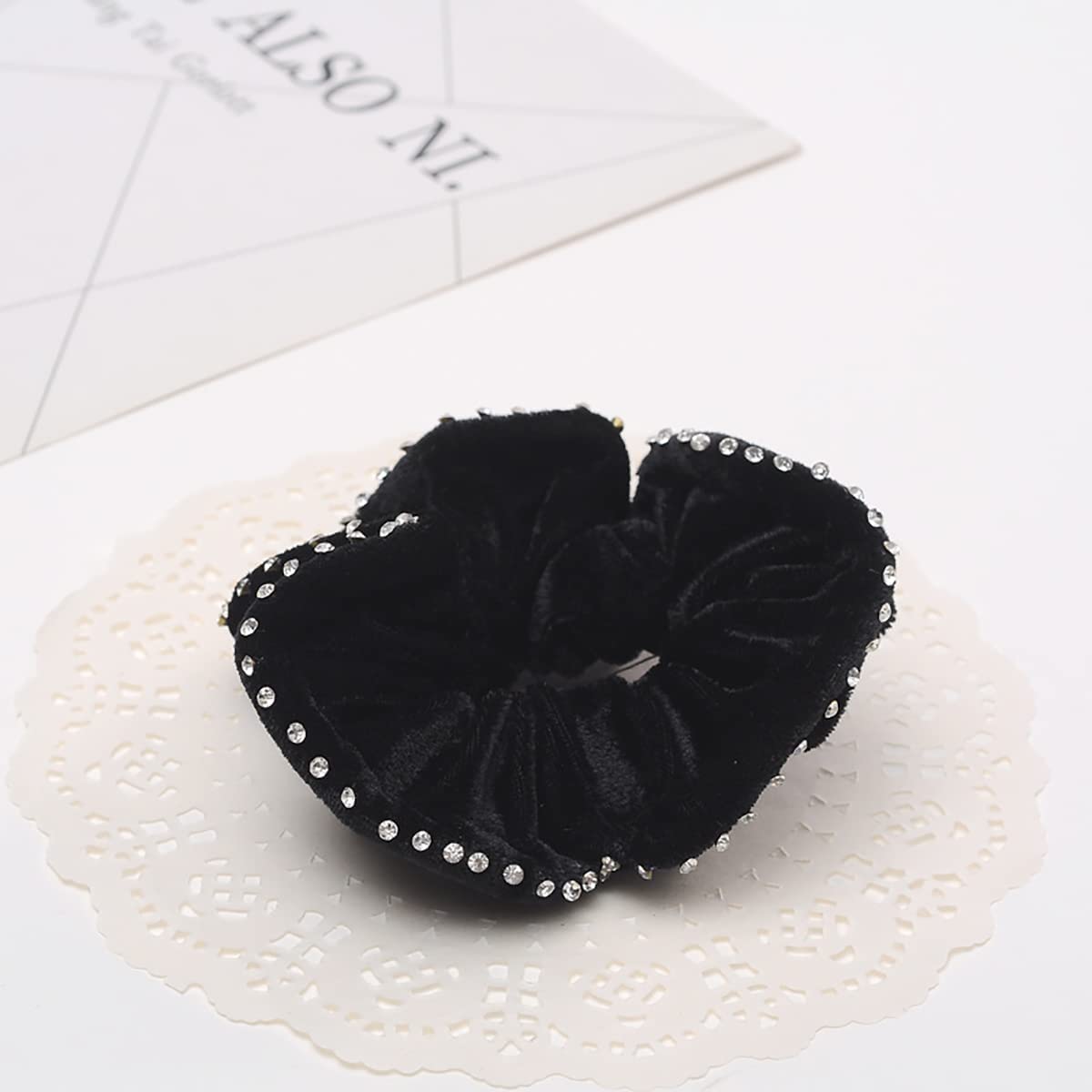 CC Black Velvet GWP one scrunchie Scunci Mini Velvet Scrunchies: Jewel Tones/Black, 6 Ct  main image 3