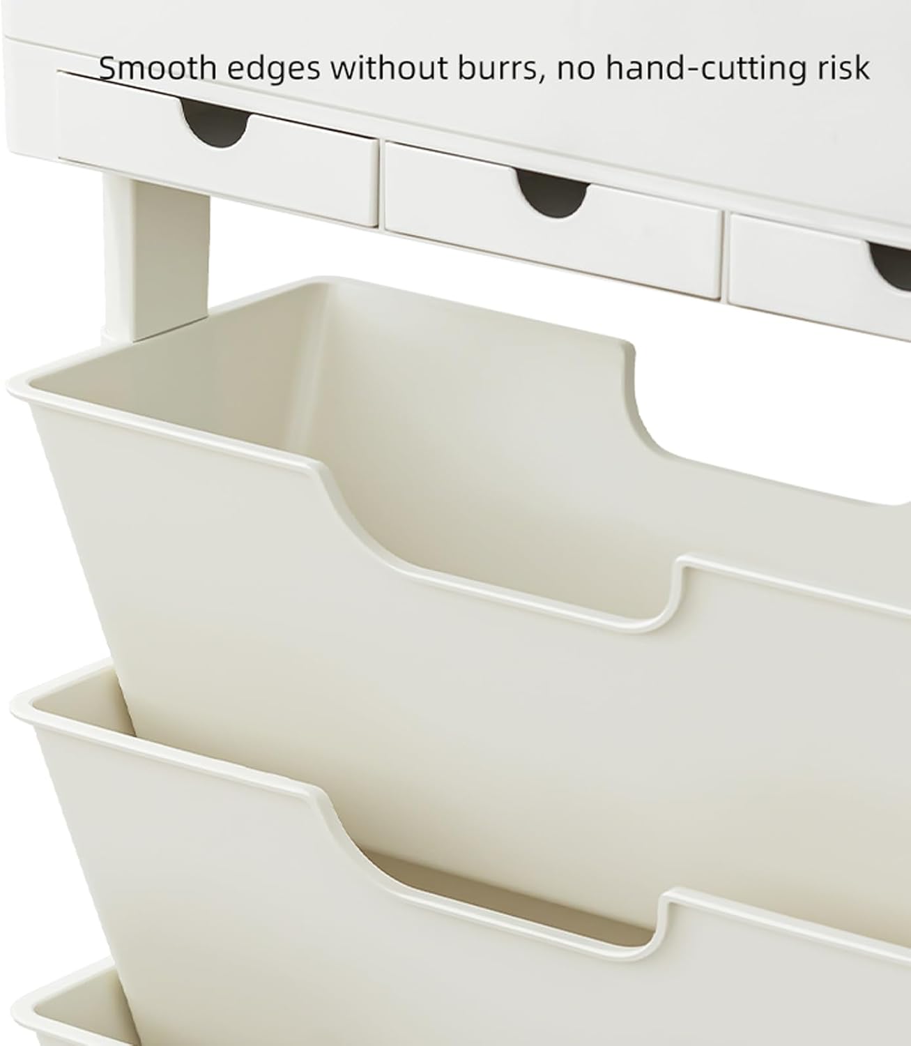 5 Tier Rolling Book Cart Multi-Functional Movable Storage Bookshelves with Lockable Wheels for Study Office Library Classroom, White (Whtie, with Wheel)