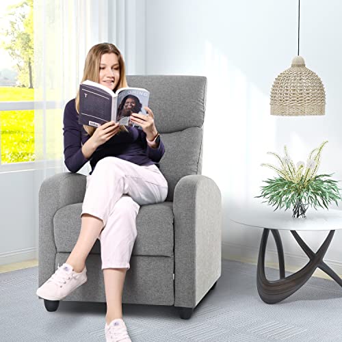 Zunmos Living Room Massage Single Fabric Sofa Adjustable Theater Padded Seat Backrest Winback Modern Recliner Bedroom Chair For Adults (Grey), 27.17D X 34.25W X 38.58H #TOP1