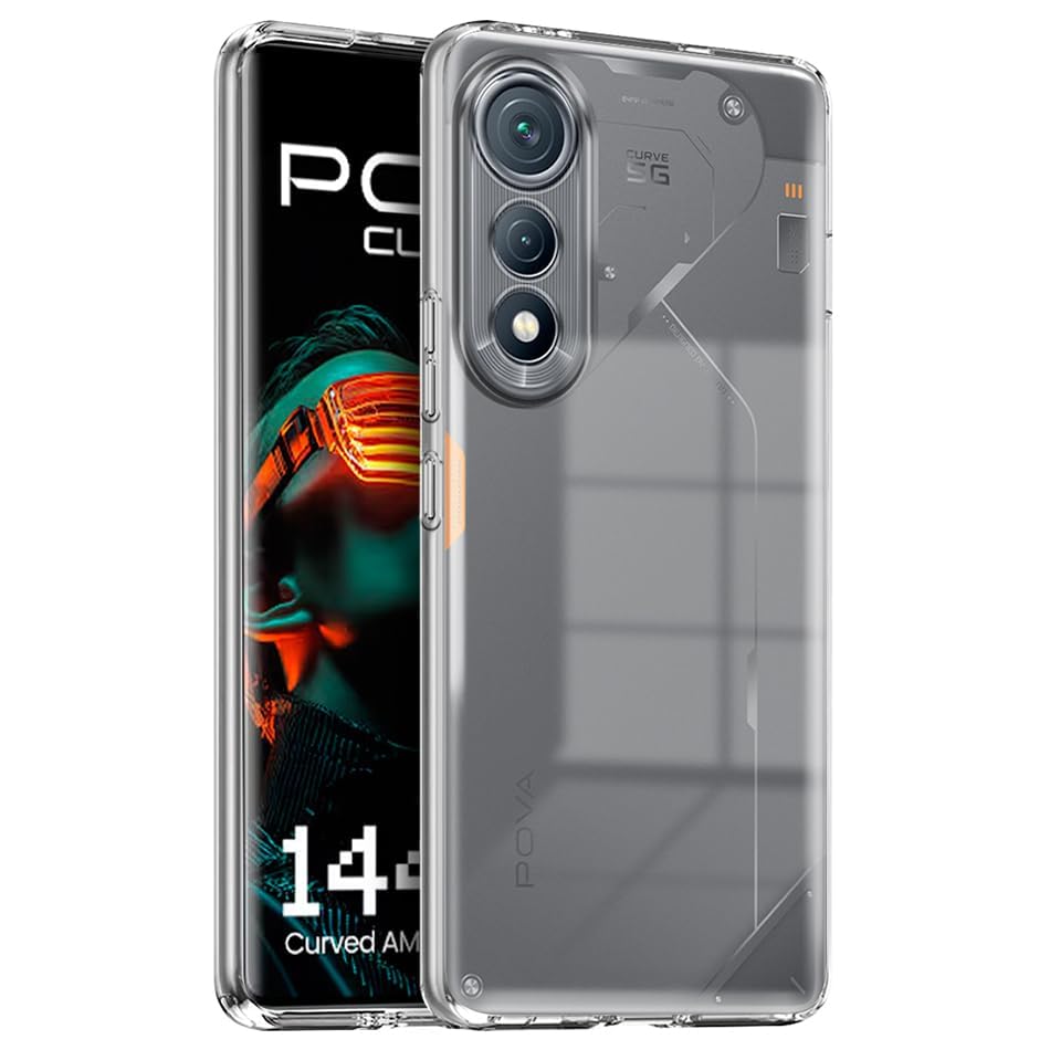 Image of COVERBLACK Soft Rubber Silicon Clear Case Back Cover Compatible for Tecno POVA Curve - Transparent