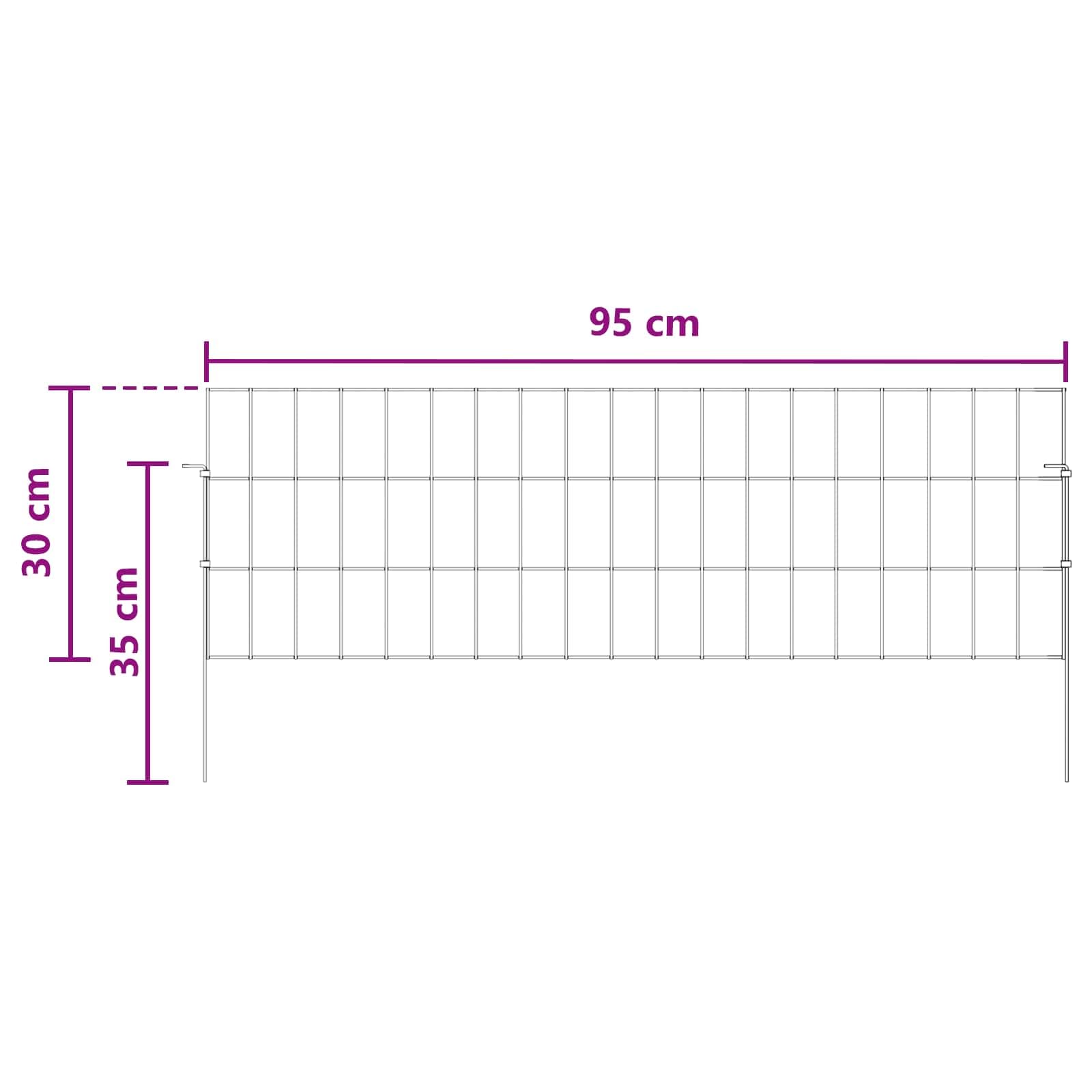 vidaXL Gartenzaun mit Pfählen 12 Stk. 95 x 30 cm Verzinkter Stahl