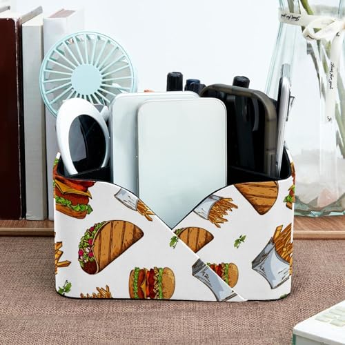 Organiseur de bureau hamburger et frites à 4 compartiments pour stylos