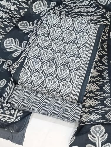 Image of DRAVINAM Trends Women's Premium Cambric Cotton Jaipuri Printed Unstitched Salwar Suit Dress Material with Mulmul Cotton Dupatta