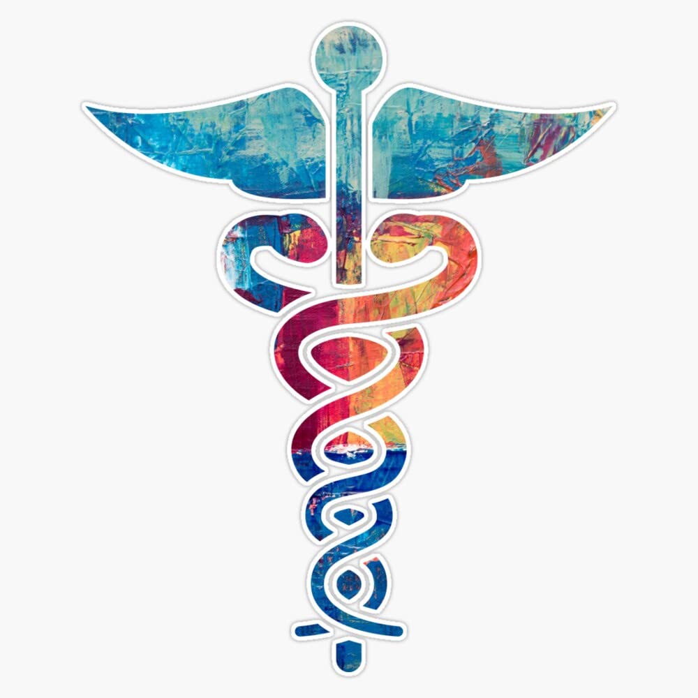 Caduceus Medical Symbol - colorful Sticker Bumper Sticker Vinyl Decal 5"