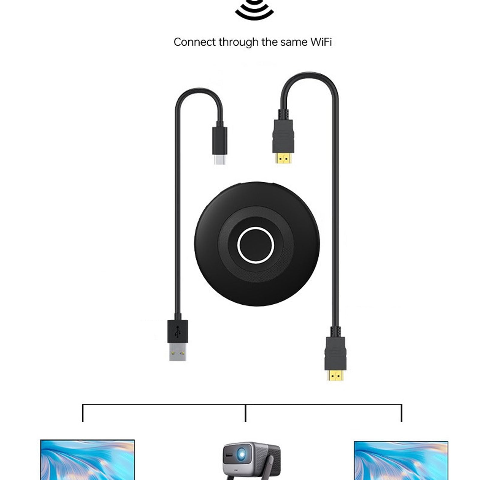 Annadue Adattatore Display Wireless Extender Streaming 4K HD Dongle Wireless per Mirroring dello Schermo, Compatibile con TV, Monitor, Proiettori