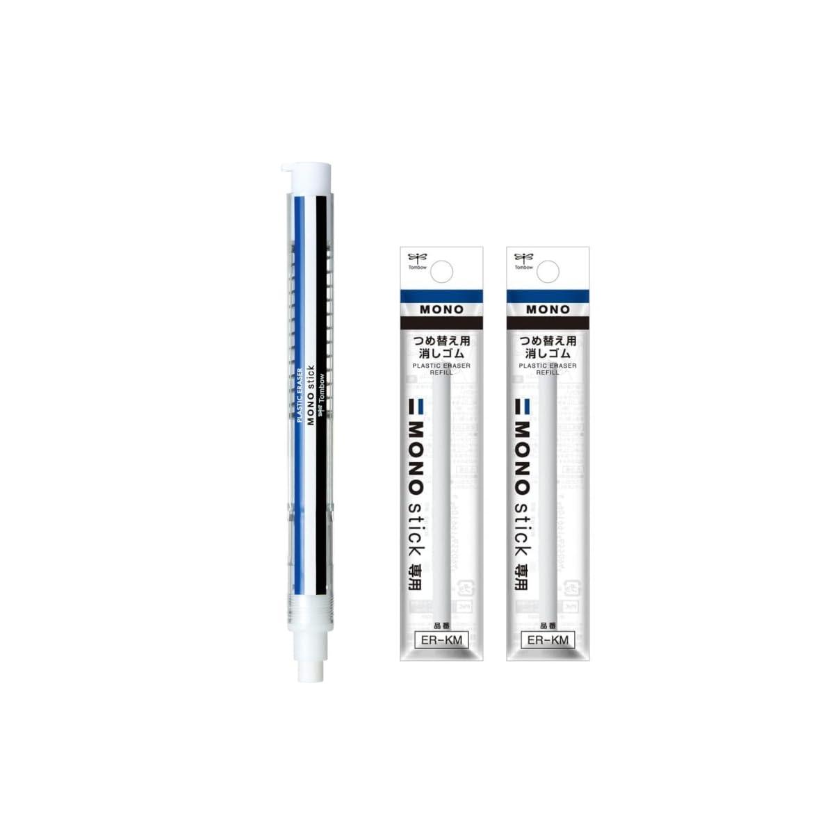 Tombow Pencil Pen-Type Eraser MONO Stick Monocolor Knock Holder Replacement Eraser 2-Pack Set JCC-121A ER-KM-5P Mono : Office Products