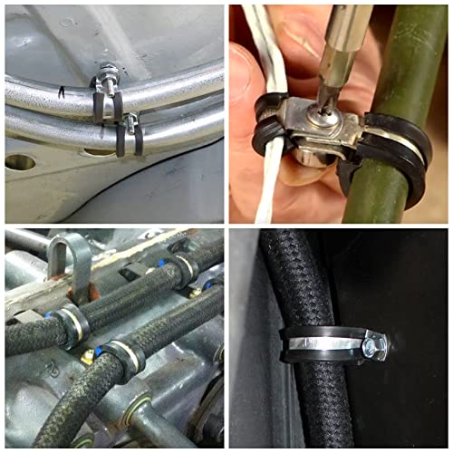 Padton 25 Pack 1/2 Inch Stainless Steel Cable Clamps, Metal Pipe Clamps Wire Clamps Conduit Clamps For Tube, Pipe Or Wire Loom Installation, Rubber Cussioned #TOP3
