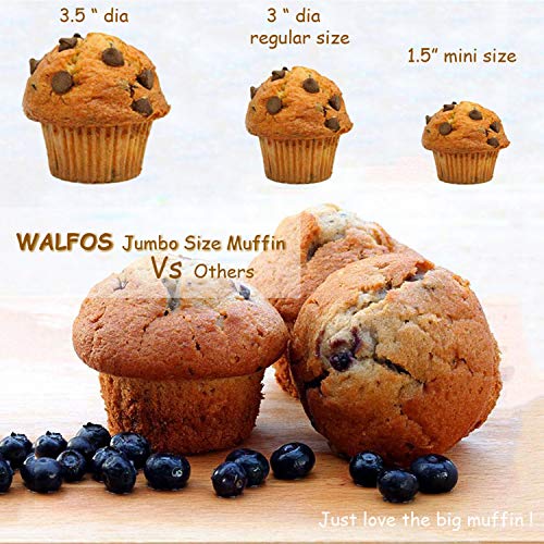 Walfos Silicone Texas Muffin Pan - 6 Cup Jumbo Silicone Cupcake Pan, Non-Stick Silicone, Just Pop Out! Perfect For Egg Muffin, Big Cupcake - Bpa Free And Dishwasher Safe #TOP3
