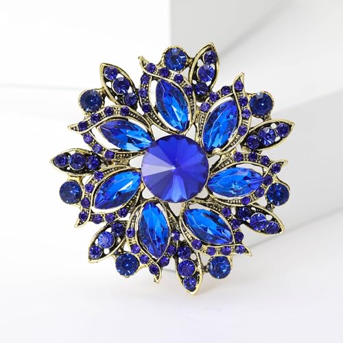 Image of Trendy Large Rhinestone Flower Brooches 8-color for Women Luxury Office Party Casual Pins Jewelry Accessories Gifts